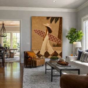 Sunlit Surf Walk Figure Wall Art styled interior scene 5 | OILDECO