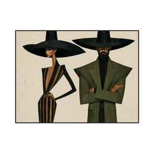 Olive Hat Duo Figure Wall Art | OILDECO