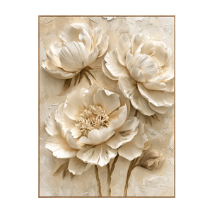 Ivory Peony Relief Wall Art | OILDECO