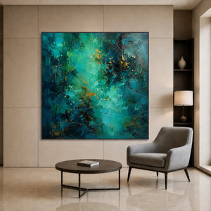 Emerald Current Abstract Wall Art styled interior scene 2 | OILDECO