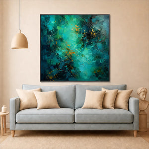 Emerald Current Abstract Wall Art styled interior scene 3 | OILDECO