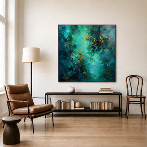 Emerald Current Abstract Wall Art styled interior scene 4 | OILDECO