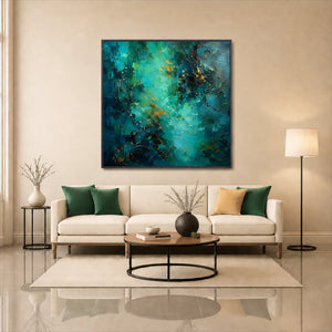 Emerald Current Abstract Wall Art styled interior scene 5 | OILDECO