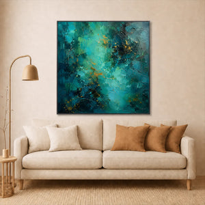 Emerald Current Abstract Wall Art styled interior scene 7 | OILDECO