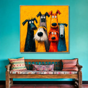 Yellow Dog Parade Wall Art styled interior scene 1 | OILDECO