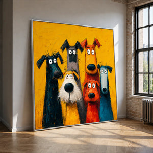 Yellow Dog Parade Wall Art styled interior scene 2 | OILDECO