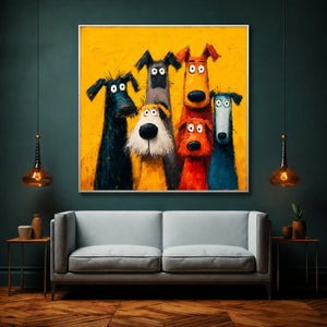 Yellow Dog Parade Wall Art styled interior scene 3 | OILDECO