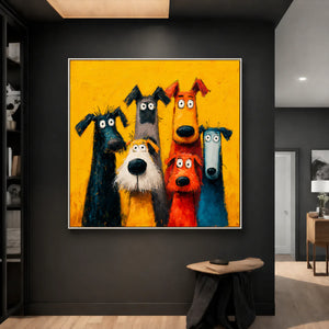 Yellow Dog Parade Wall Art styled interior scene 4 | OILDECO