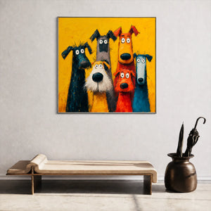 Yellow Dog Parade Wall Art styled interior scene 5 | OILDECO