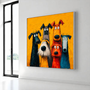Yellow Dog Parade Wall Art styled interior scene 6 | OILDECO