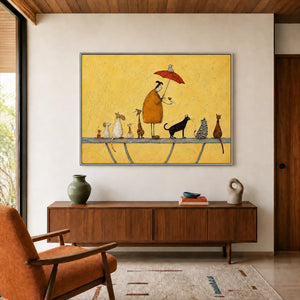 Umbrella Cat Parade Wall Art styled interior scene 2 | OILDECO