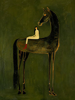 Olive Giant Horse Wall Art artwork view | OILDECO