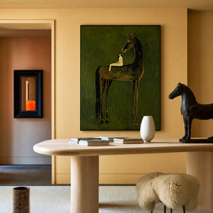 Olive Giant Horse Wall Art styled interior scene 5 | OILDECO