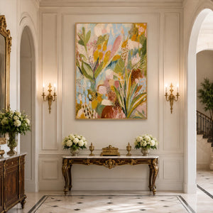 Garden Rhythm Floral Wall Art styled interior scene 1 | OILDECO