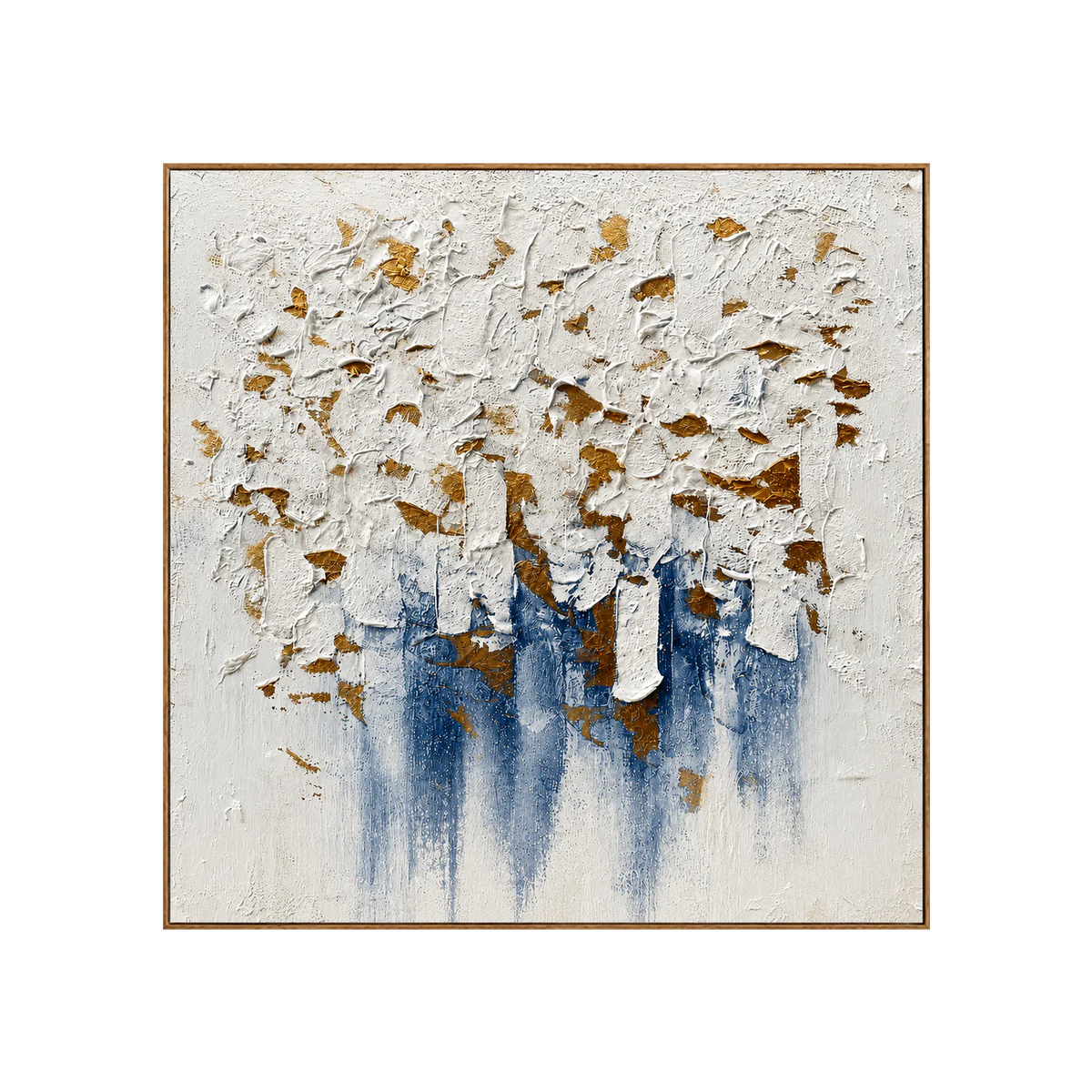 Gilded Blue Cascade Textured Wall Art