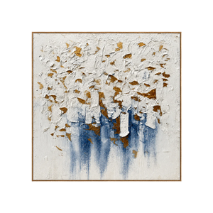 Gilded Blue Cascade Textured Wall Art | OILDECO