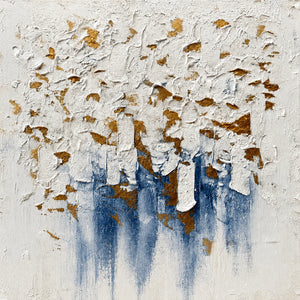 Gilded Blue Cascade Textured Wall Art artwork view | OILDECO