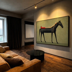 Sage Repose Horse Wall Art styled interior scene 1 | OILDECO