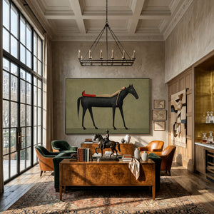 Sage Repose Horse Wall Art styled interior scene 3 | OILDECO