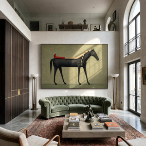 Sage Repose Horse Wall Art styled interior scene 4 | OILDECO