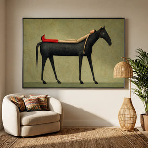 Sage Repose Horse Wall Art styled interior scene 6 | OILDECO
