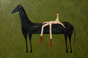 Striped Rider Horse Wall Art artwork view | OILDECO