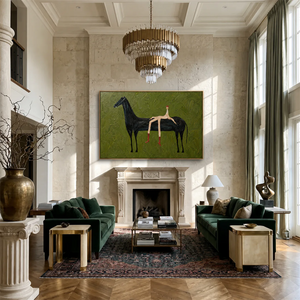 Striped Rider Horse Wall Art styled interior scene 1 | OILDECO
