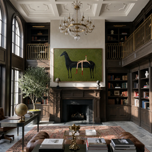 Striped Rider Horse Wall Art styled interior scene 2 | OILDECO