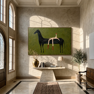Striped Rider Horse Wall Art styled interior scene 4 | OILDECO