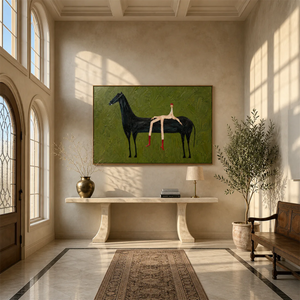 Striped Rider Horse Wall Art styled interior scene 5 | OILDECO