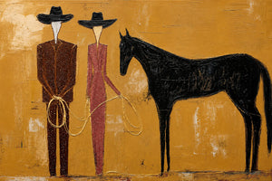 Western Pair Horse Wall Art artwork view | OILDECO