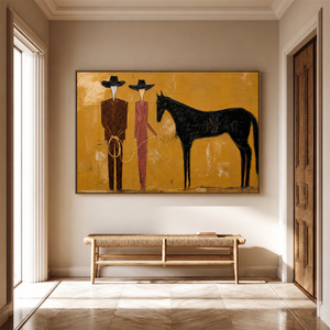 Western Pair Horse Wall Art styled interior scene 1 | OILDECO