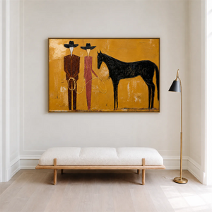 Western Pair Horse Wall Art styled interior scene 2 | OILDECO