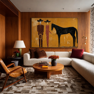 Western Pair Horse Wall Art styled interior scene 3 | OILDECO