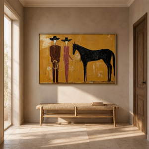 Western Pair Horse Wall Art styled interior scene 4 | OILDECO