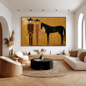 Western Pair Horse Wall Art styled interior scene 5 | OILDECO