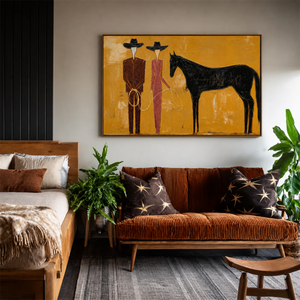Western Pair Horse Wall Art styled interior scene 6 | OILDECO