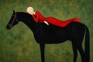 Crimson Repose Horse Wall Art artwork view | OILDECO