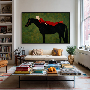 Crimson Repose Horse Wall Art styled interior scene 1 | OILDECO