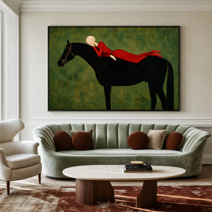 Crimson Repose Horse Wall Art styled interior scene 2 | OILDECO