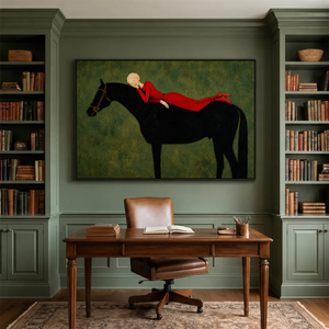 Crimson Repose Horse Wall Art styled interior scene 3 | OILDECO