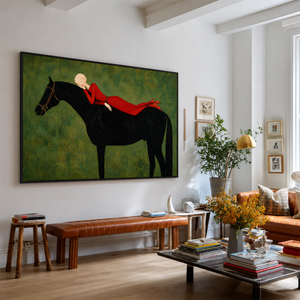 Crimson Repose Horse Wall Art styled interior scene 4 | OILDECO