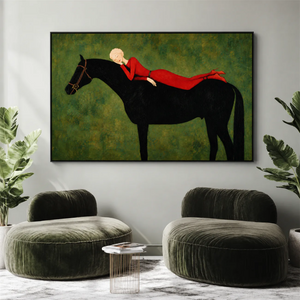 Crimson Repose Horse Wall Art styled interior scene 5 | OILDECO