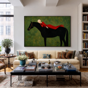 Crimson Repose Horse Wall Art styled interior scene 6 | OILDECO