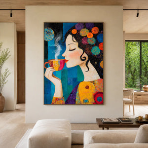 Morning Muse Textured Coffee Wall Art styled interior scene 5 | OILDECO