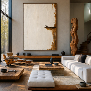 Quiet Perch Textured Wall Art styled interior scene 2 | OILDECO