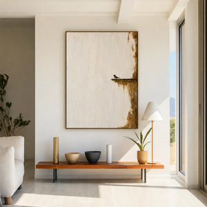 Quiet Perch Textured Wall Art styled interior scene 3 | OILDECO