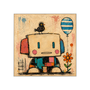 Patchwork Robot Folk Wall Art | OILDECO