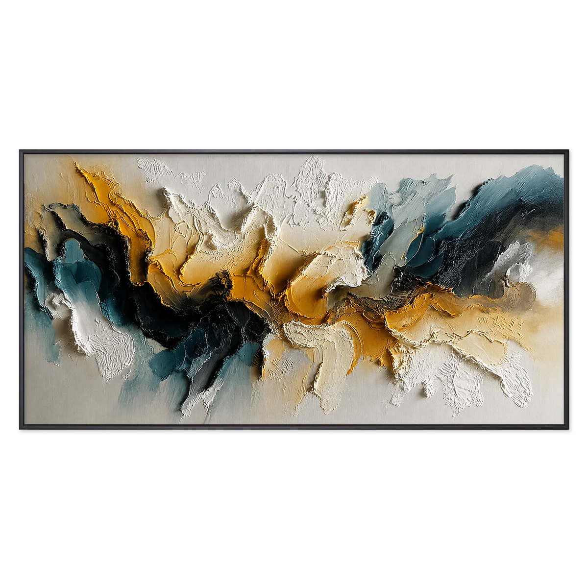 Teal Gold Rift Textured Wall Art