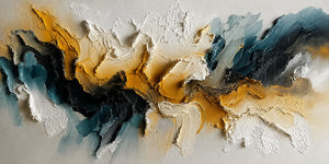 Teal Gold Rift Textured Wall Art artwork view | OILDECO